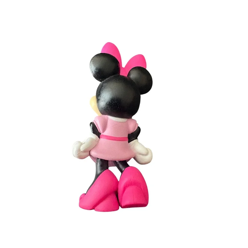 Disney Minnie Mouse PVC Figure Pink Dress Polka Dot Bow Jakks Pacific 2.5